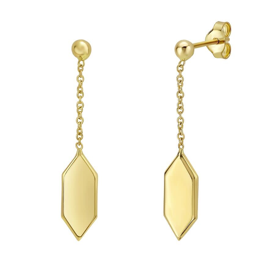 Tresorra 14k Yellow Gold Hexagon Drop Earrings In Yellow