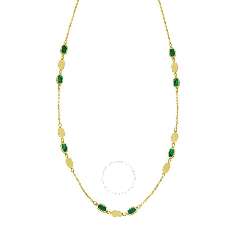 Tresorra 14k Yellow Gold Hexagon Malachite Inlay Links Necklace In Yellow