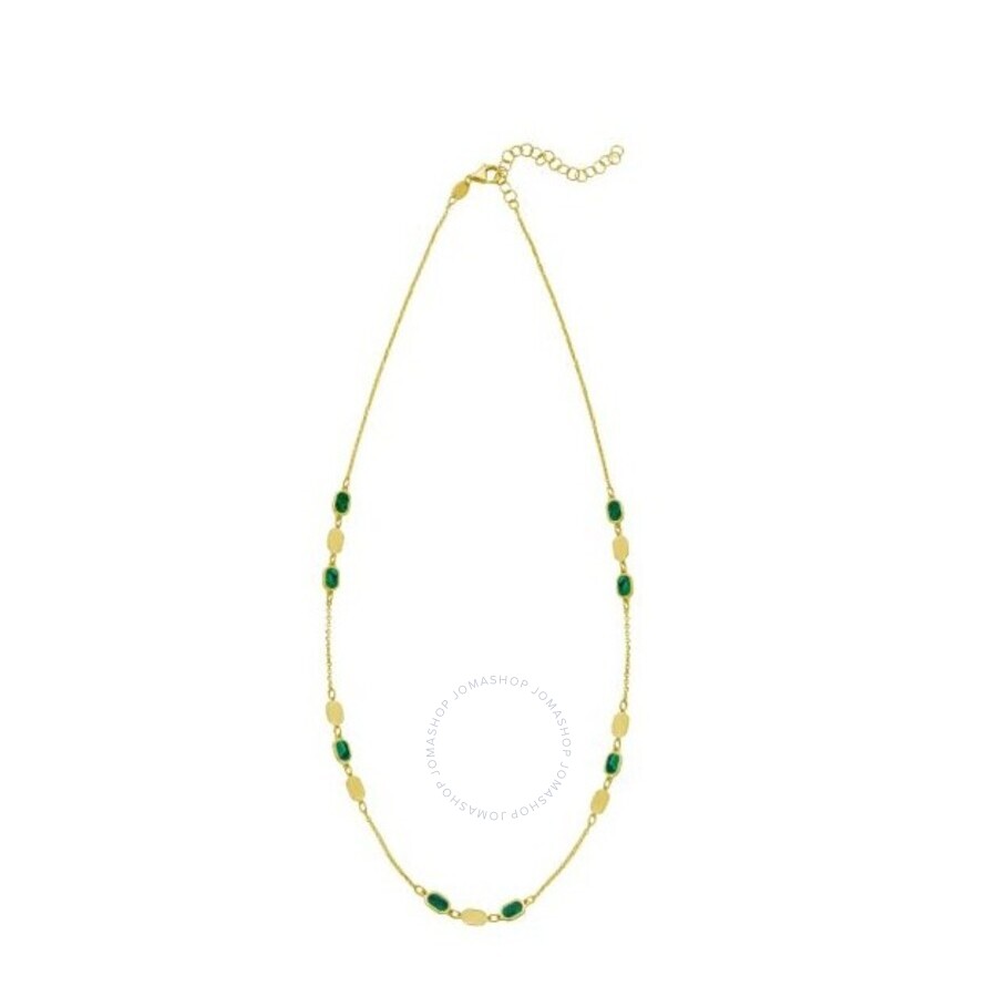 Tresorra 14k Yellow Gold Hexagon Malachite Inlay Links Necklace In Yellow