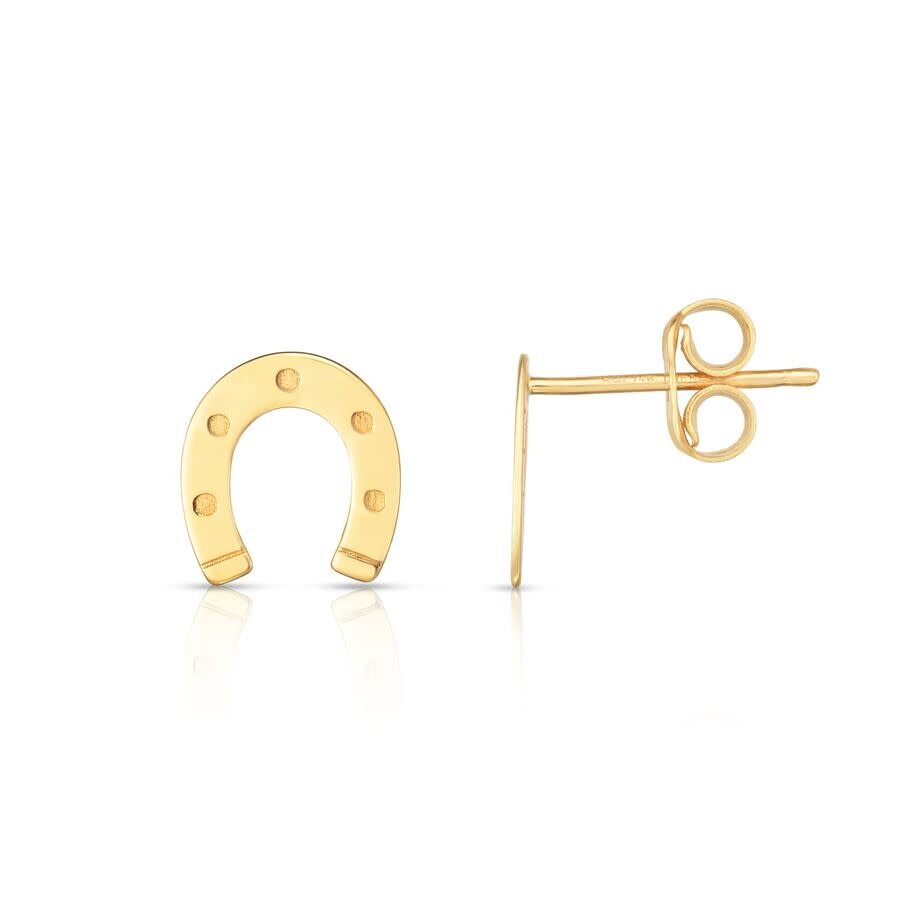 Tresorra 14k Yellow Gold Horseshoe Stud Earrings In Yellow