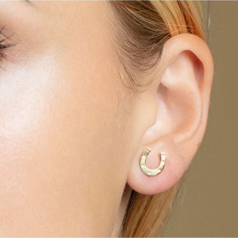 Tresorra 14k Yellow Gold Horseshoe Stud Earrings In Yellow