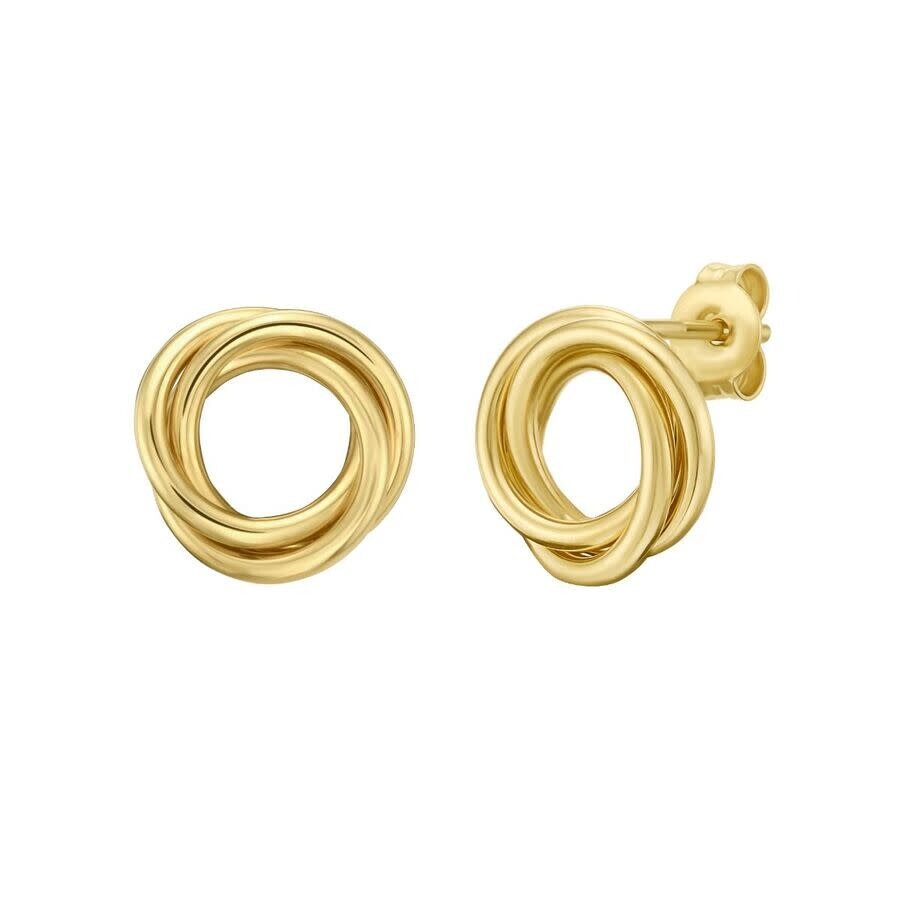 Tresorra 14k Yellow Gold Interlocking Trinity Stud Earrings In Yellow
