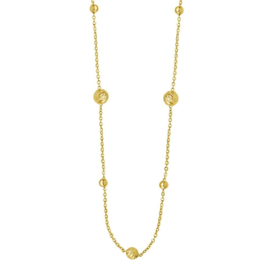 Tresorra 14k Yellow Gold Layered Alternating Bead Chain Necklace In Yellow