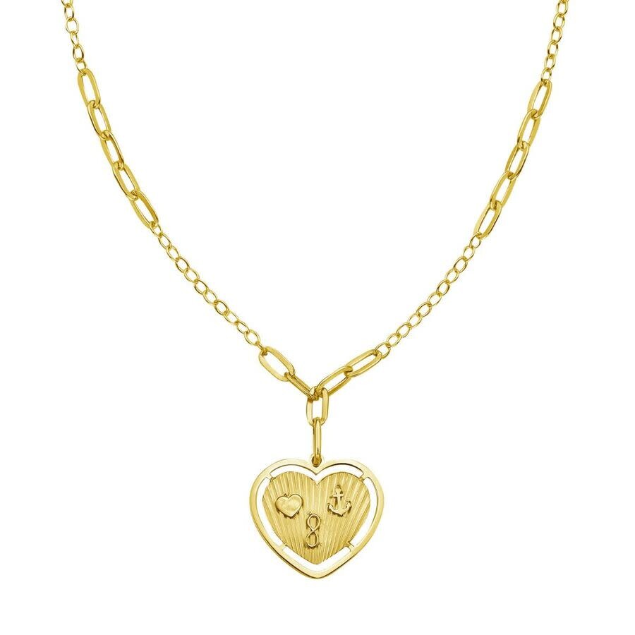 Tresorra 14k Yellow Gold Lucky Forever Heart Necklace In Yellow