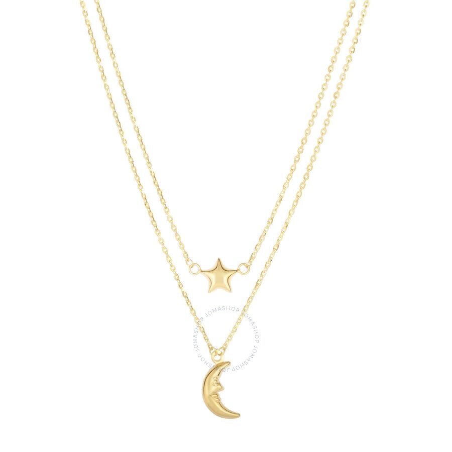 Tresorra 14k Yellow Gold Moon & Star Multi-strand Necklace In Yellow