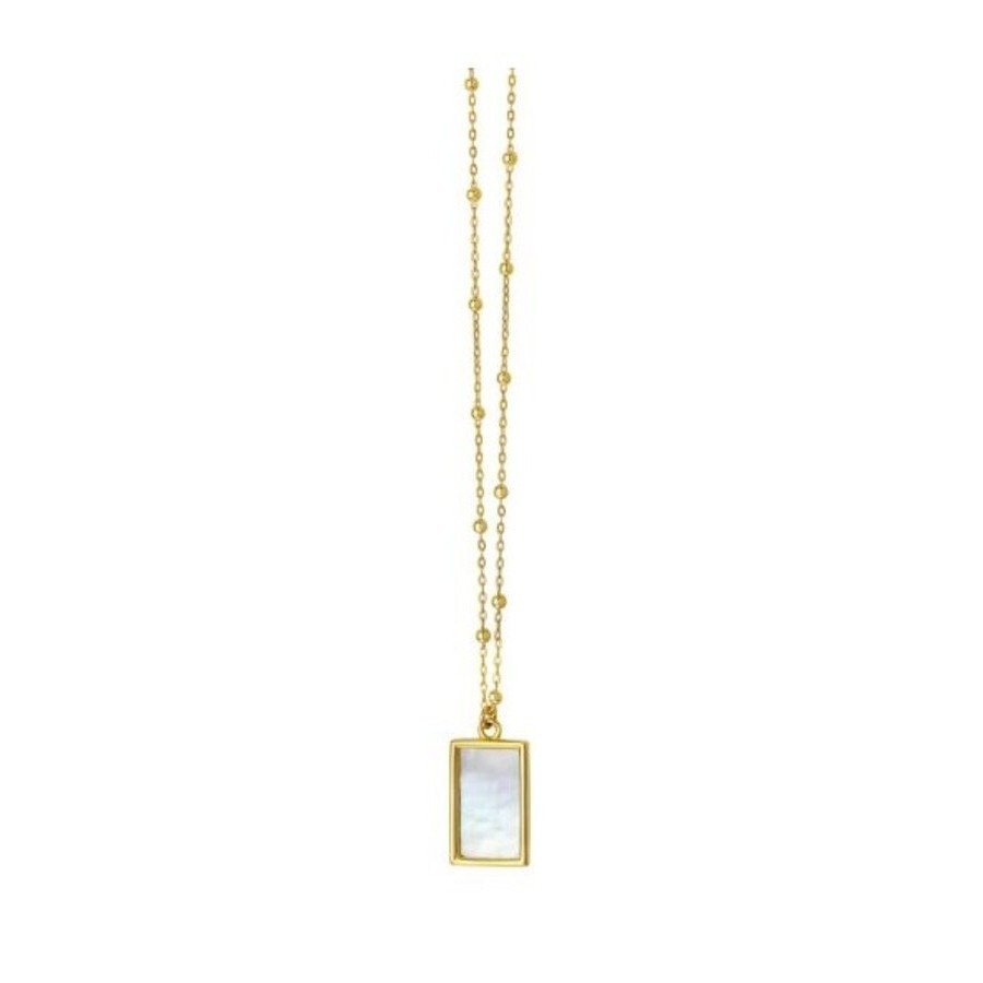 Tresorra 14k Yellow Gold Mop Geometric Gem Rectangle Pendant Necklace In Yellow