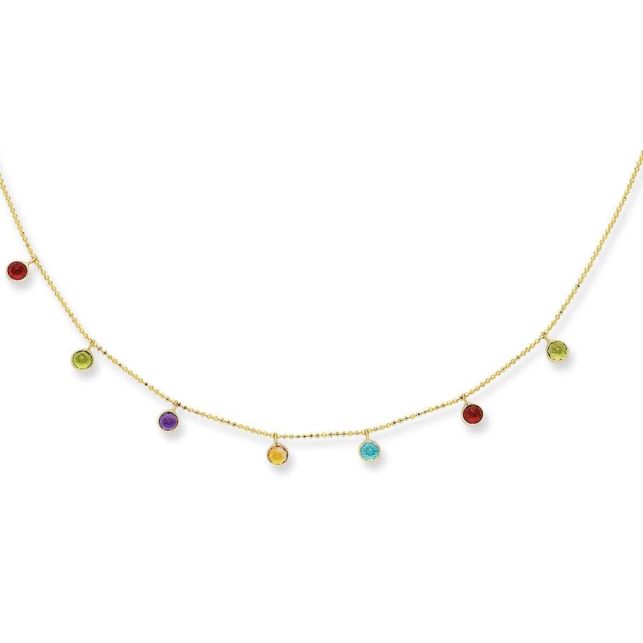 Tresorra 14k Yellow Gold Multi Gemstone Necklace In Yellow