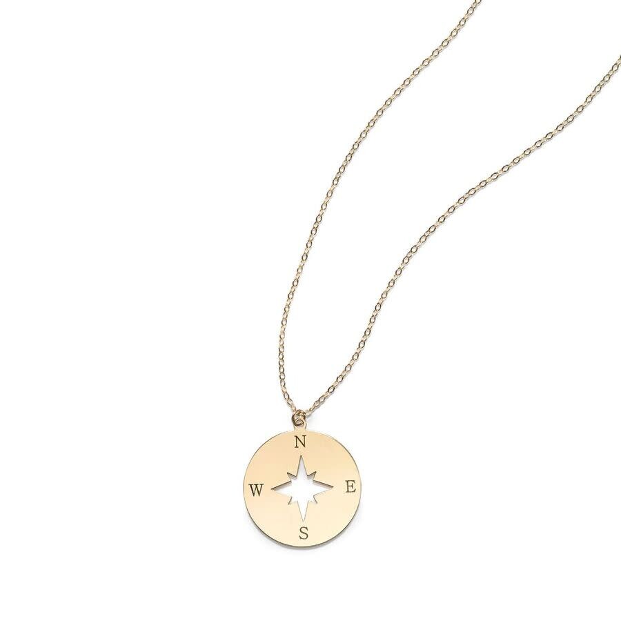 Tresorra 14k Yellow Gold North Star Disc Necklace In Yellow
