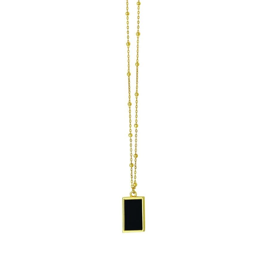 Tresorra 14K Yellow Gold Onyx Geometric Rectangle Pendant Necklace ...