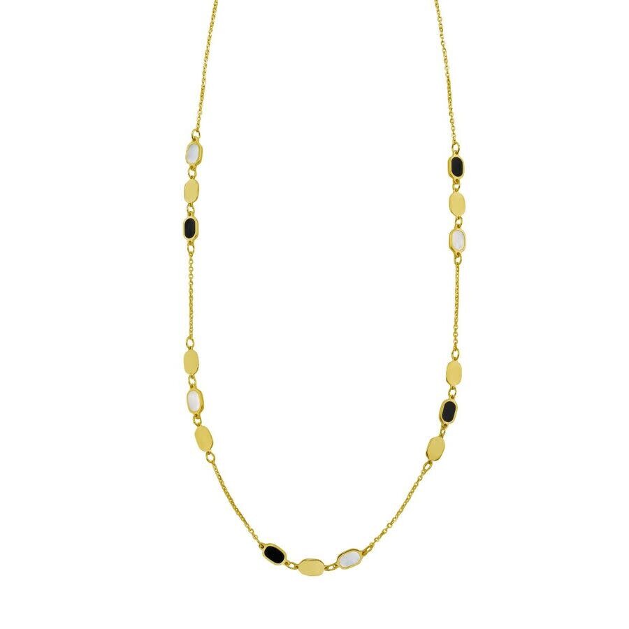 Tresorra 14k Yellow Gold Onyx & Mop Inlay Links Necklace In Yellow
