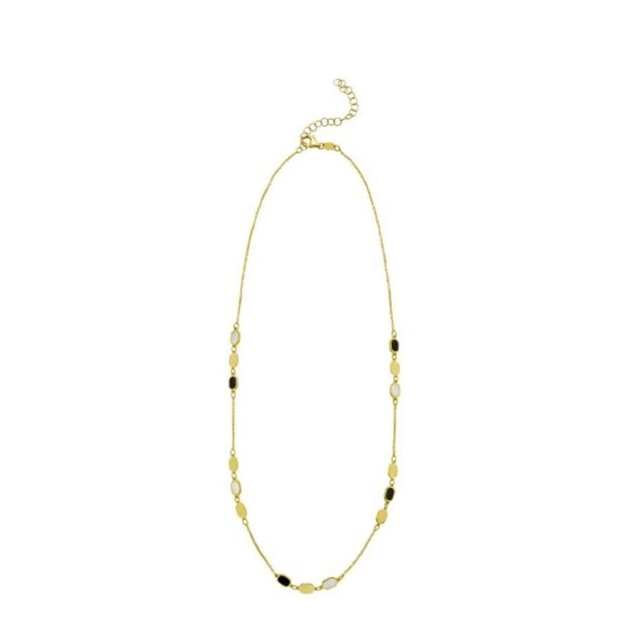 Tresorra 14k Yellow Gold Onyx & Mop Inlay Links Necklace In Yellow