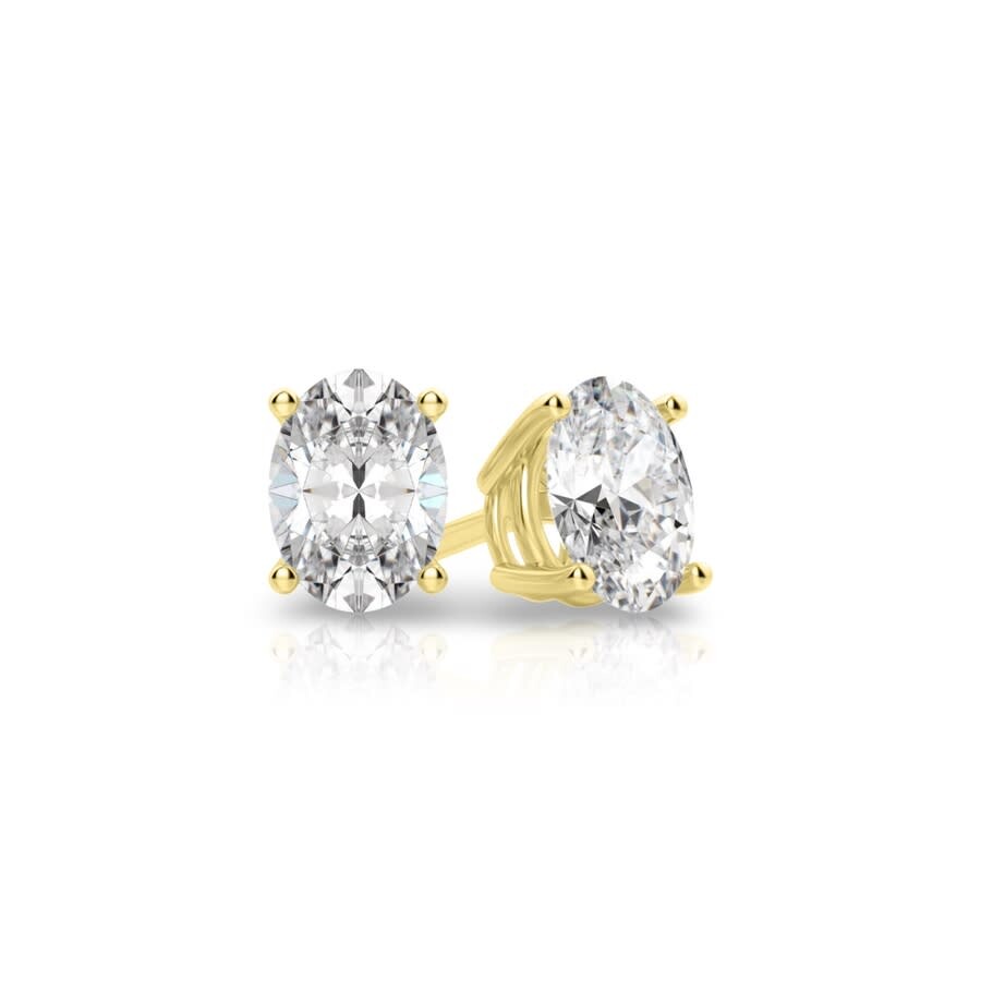 Tresorra 14k Yellow Gold Oval Cut Earth Mined Diamond Stud Earrings In Yellow