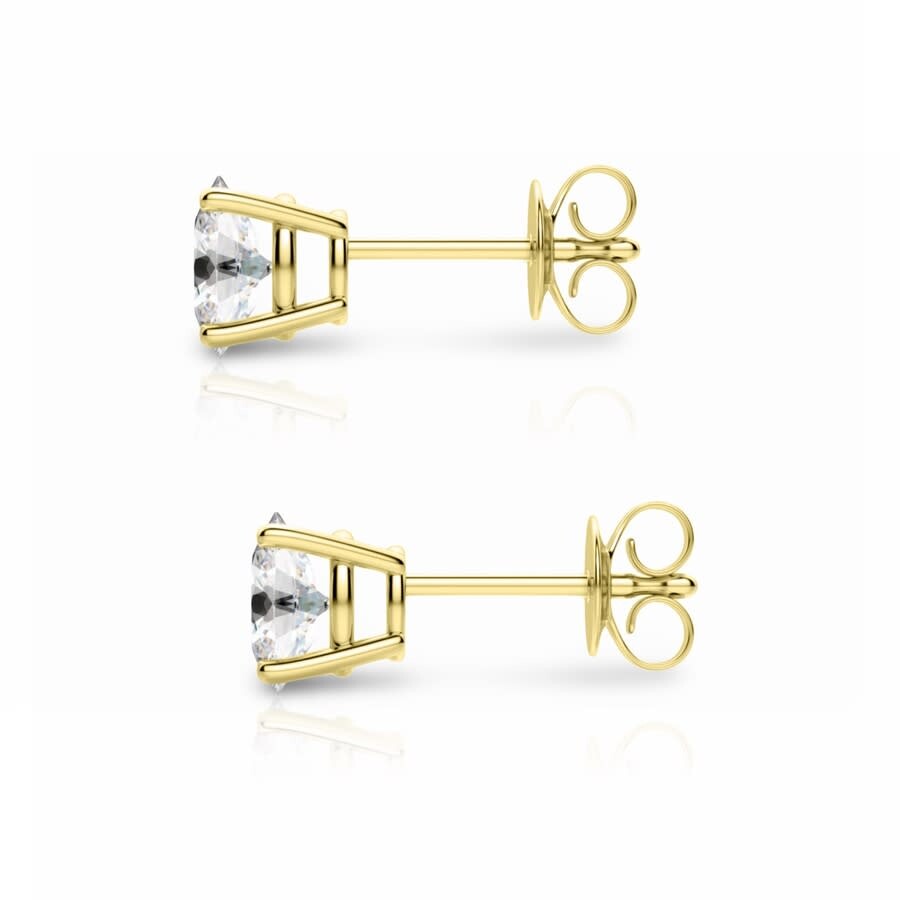 Tresorra 14k Yellow Gold Oval Cut Earth Mined Diamond Stud Earrings In Yellow