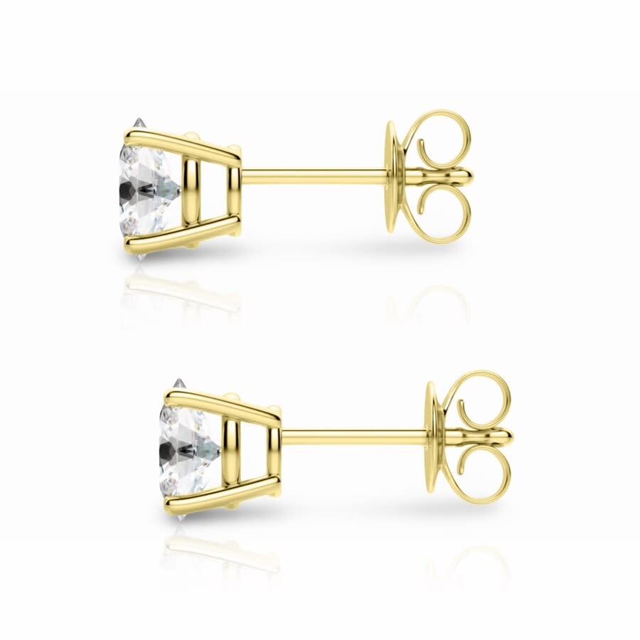Tresorra 14k Yellow Gold Oval Cut Earth Mined Diamond Stud Earrings In Yellow