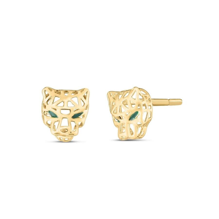 Tresorra 14k Yellow Gold Panther Earrings In Yellow