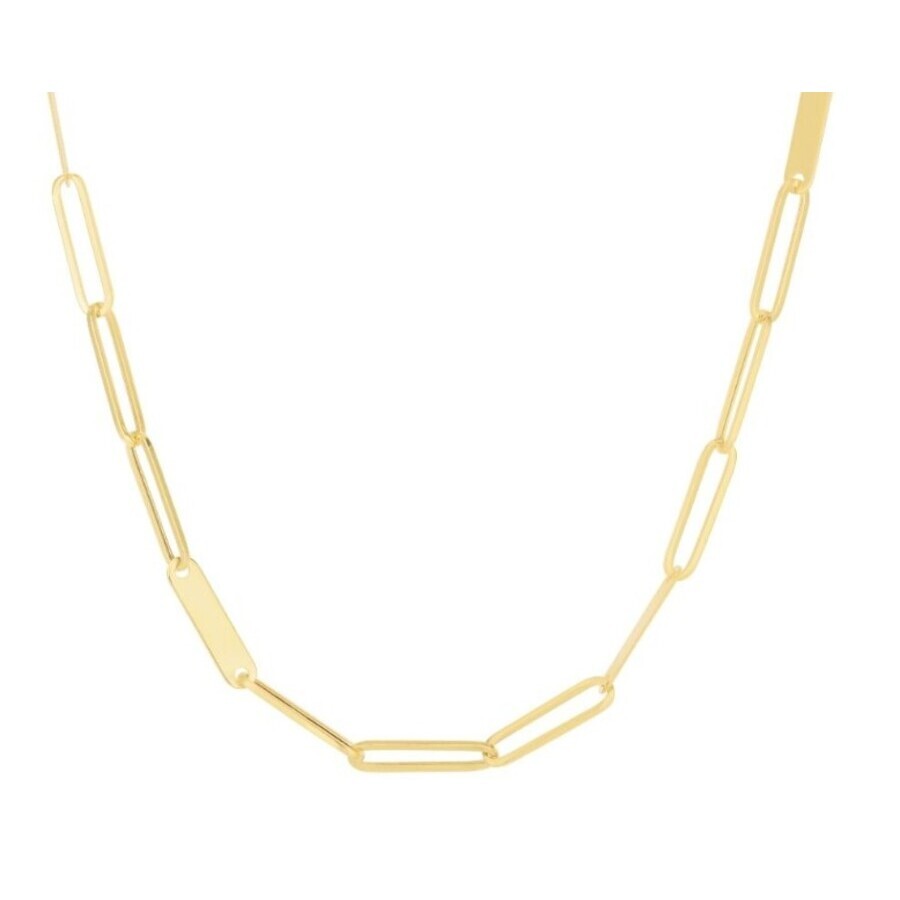 Tresorra 14k Yellow Gold Paperclip Bar Fashion Chain Necklace In Yellow
