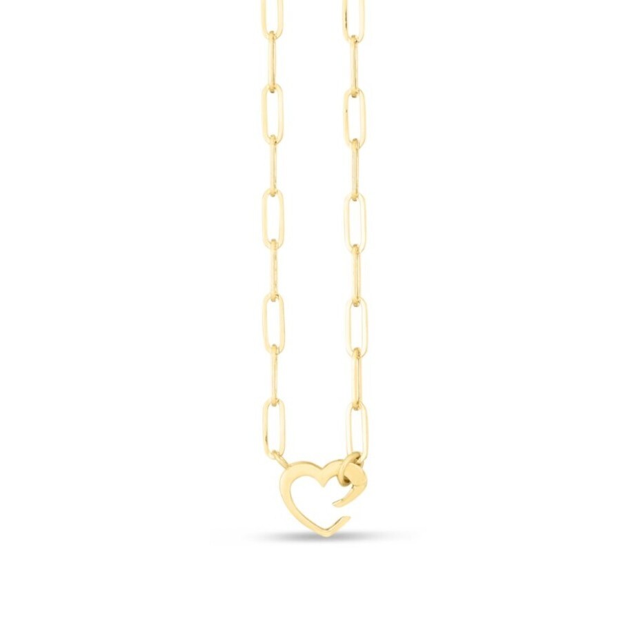 Tresorra 14k Yellow Gold Paperclip Heart Necklace In Yellow
