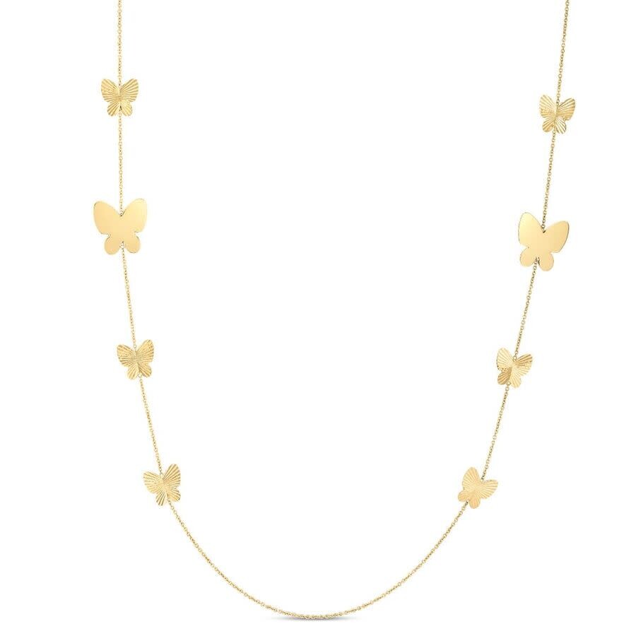 Tresorra 14k Yellow Gold Ppillon Graduated Butterfly Necklace In Yellow