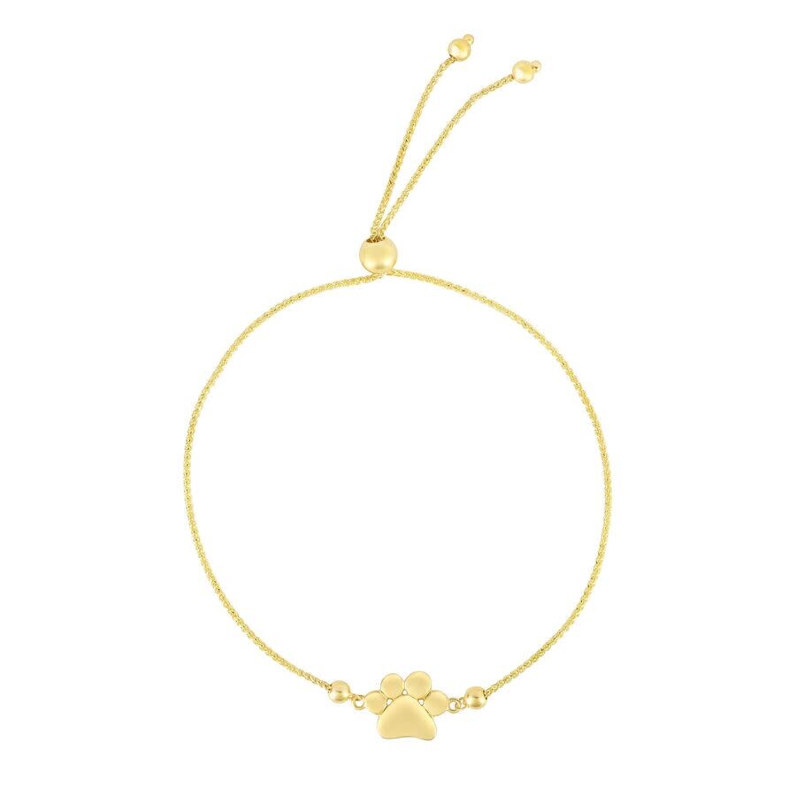 Tresorra 14k Yellow Gold Paw Print Friendship Bracelet In Yellow