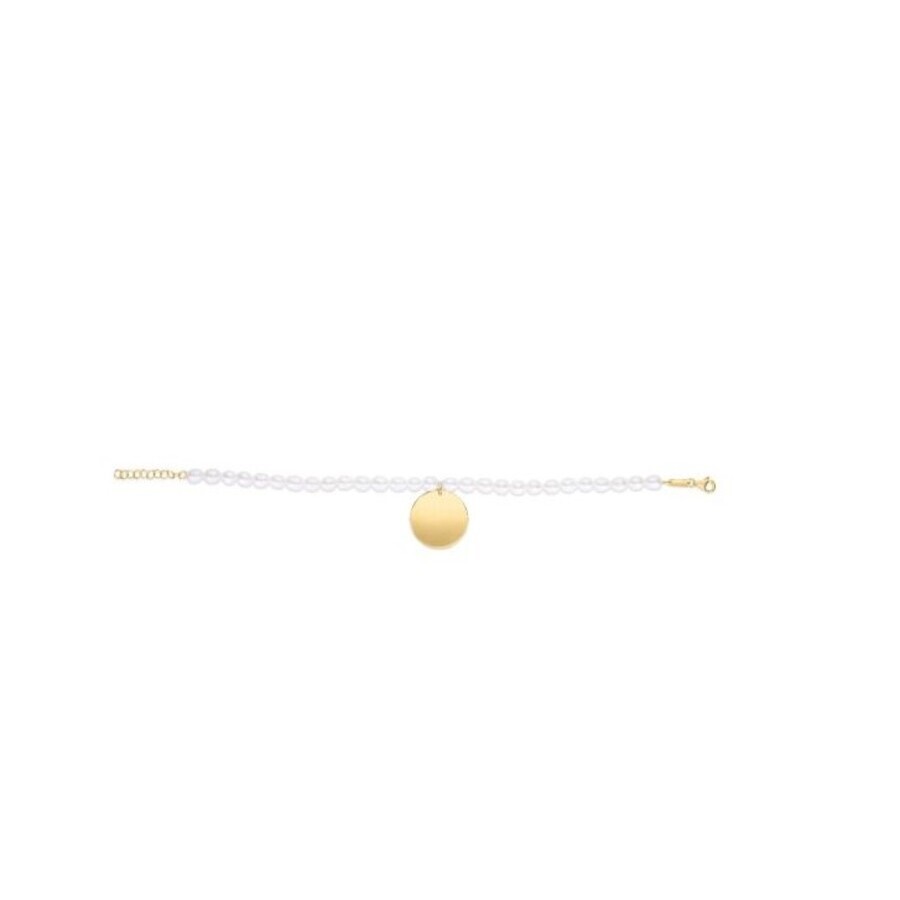 Tresorra 14k Yellow Gold Pearl Tag Charm Bracelet In Yellow