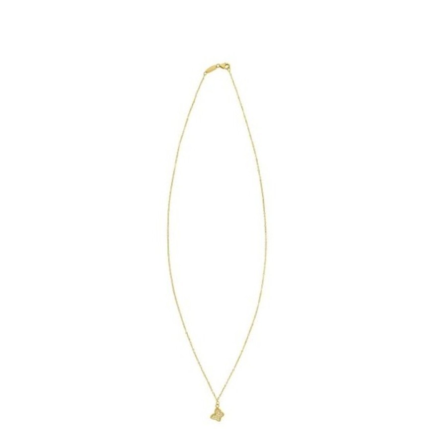 Tresorra 14k Yellow Gold Petite Diamond Butterfly Necklace In Yellow
