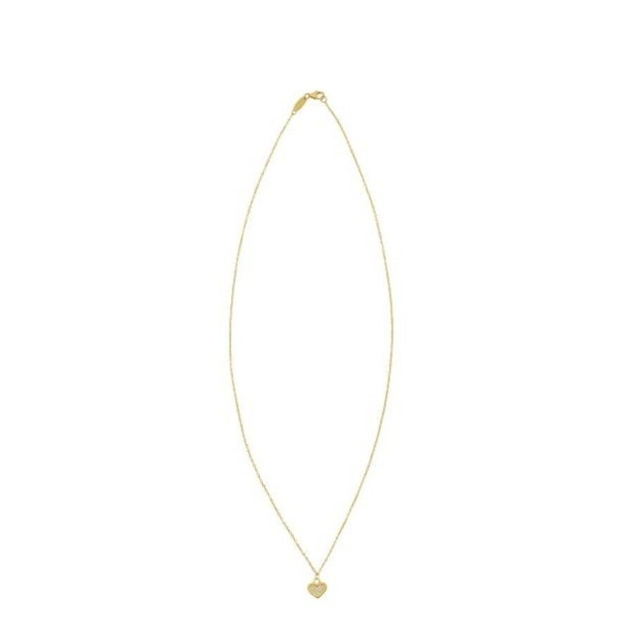 Tresorra 14k Yellow Gold Petite Diamond Heart Necklace In Yellow