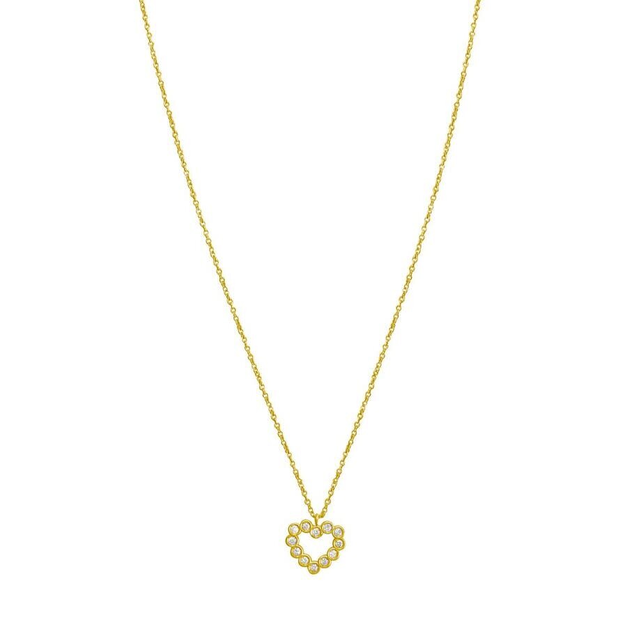 Tresorra 14k Yellow Gold Petite Diamond Heart Necklace In Yellow