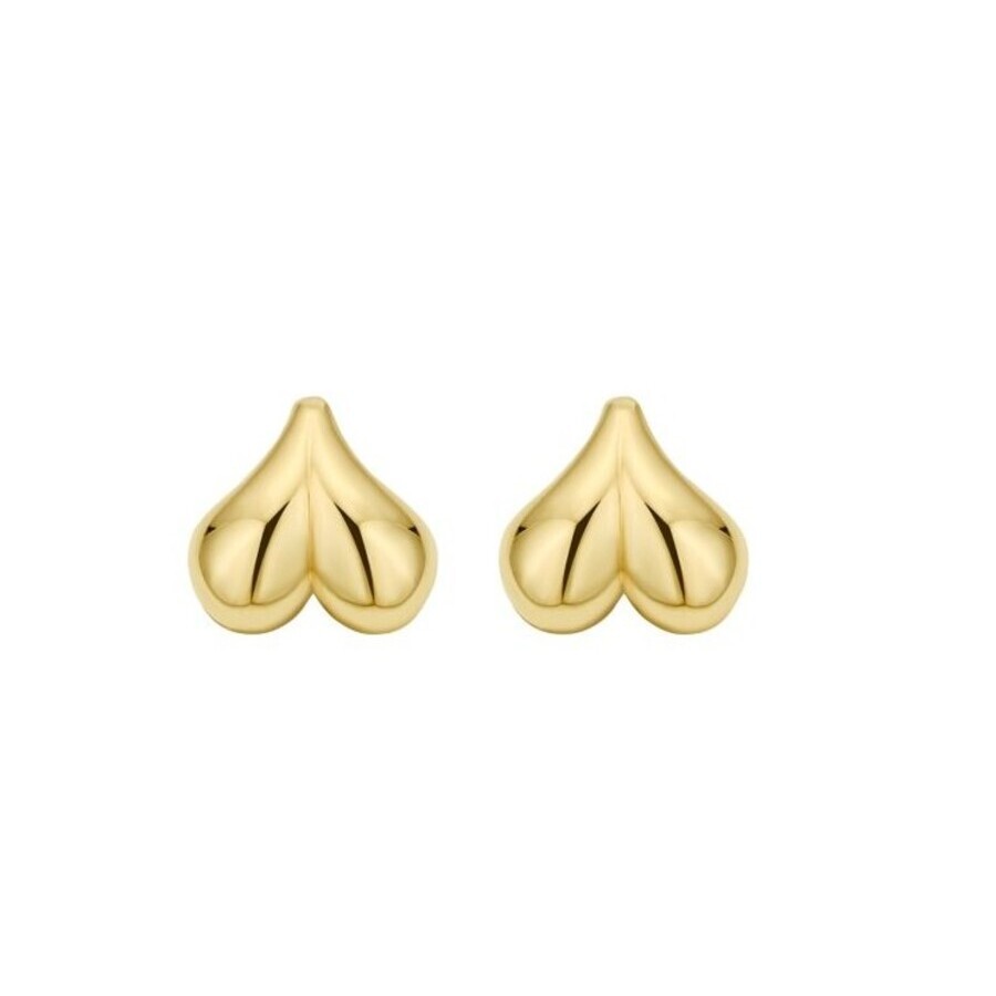 Tresorra 14k Yellow Gold Puffed Bubble Heart Stud Earrings In Yellow
