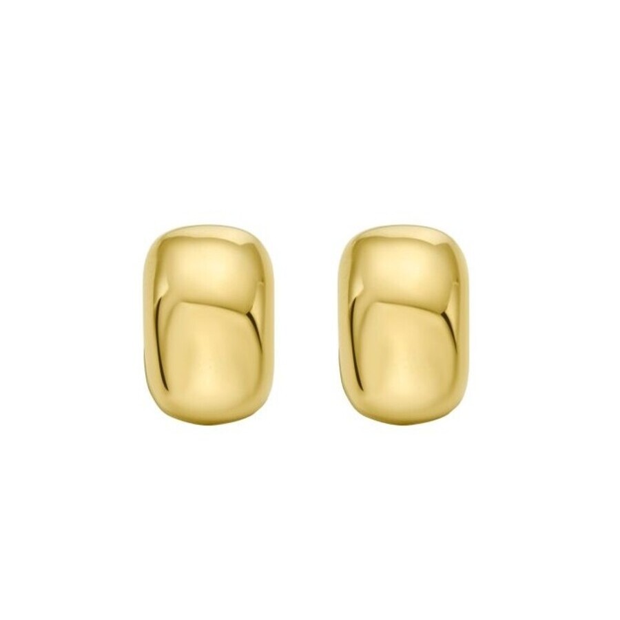Tresorra 14k Yellow Gold Puffed C Huggie Hoop Earrings In Yellow