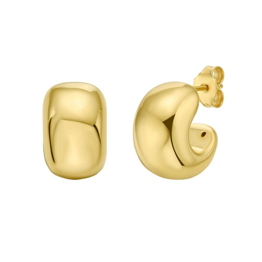 Tresorra 14k Yellow Gold Puffed C Huggie Hoop Earrings In Yellow