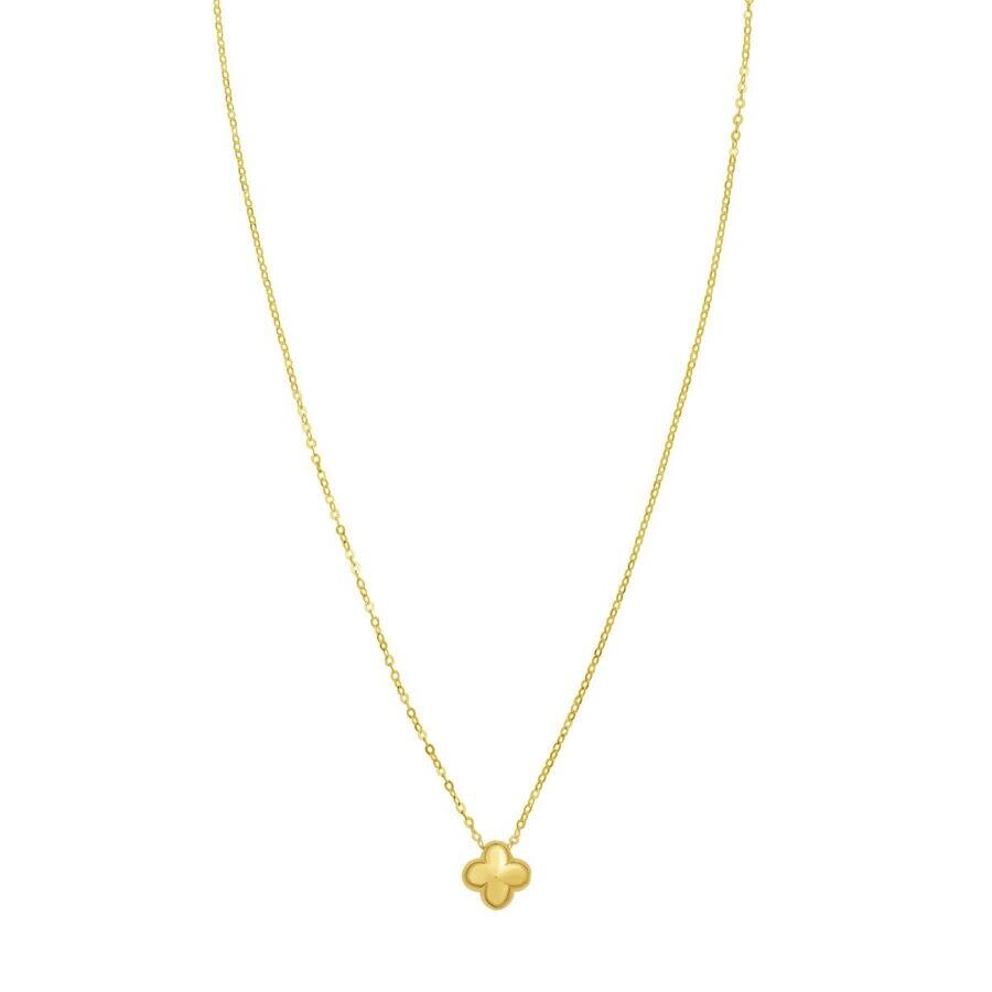 Tresorra 14k Yellow Gold Puffed Mini Clover Pendant In Yellow