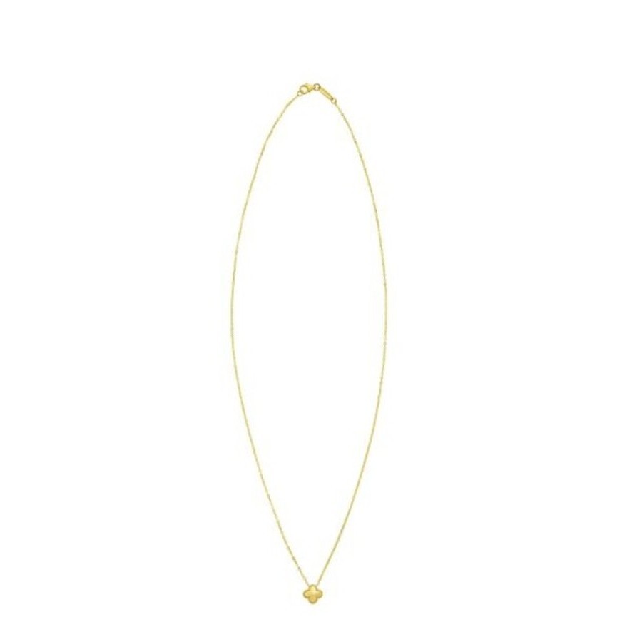 Tresorra 14k Yellow Gold Puffed Mini Clover Pendant In Yellow