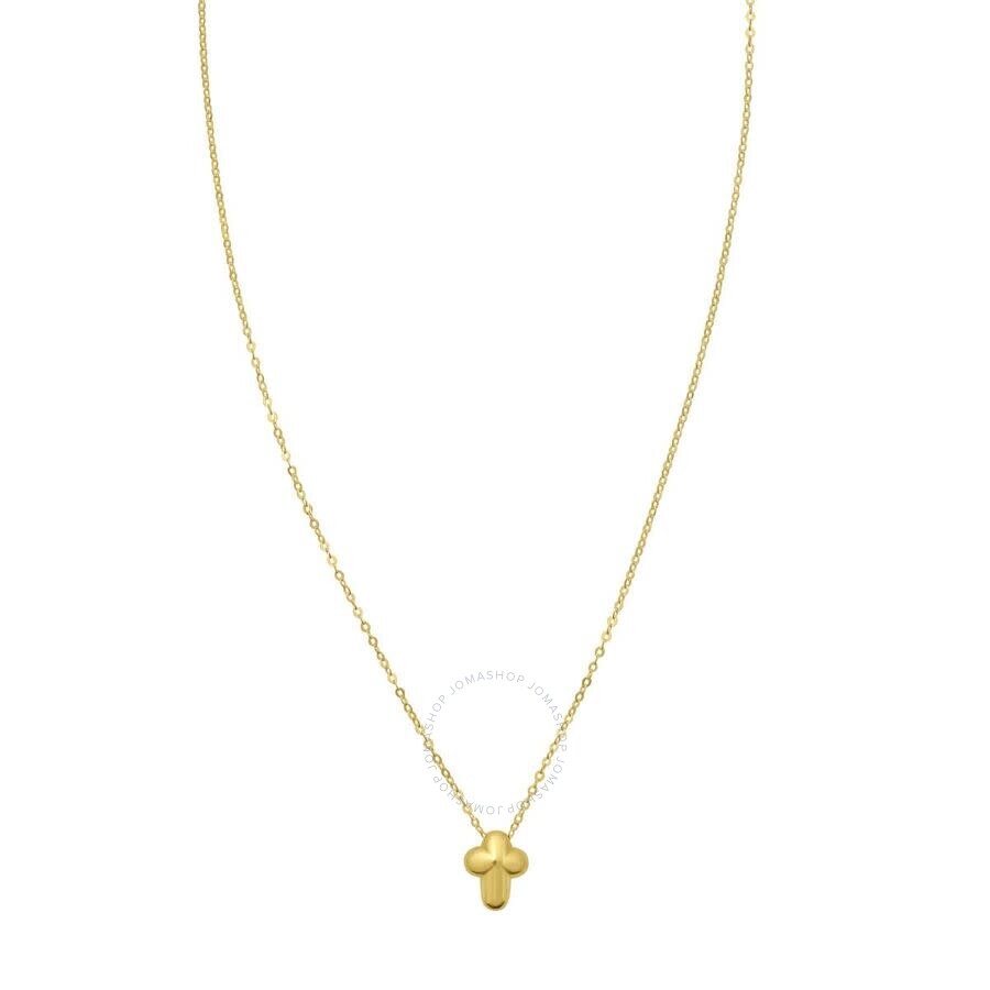 Tresorra 14k Yellow Gold Puffed Mini Cross Pendant In Yellow