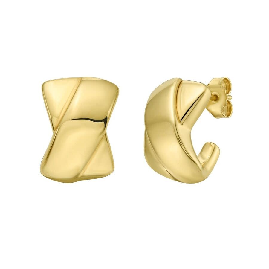 Tresorra 14k Yellow Gold Puffed X C-hoop Earrings In Yellow
