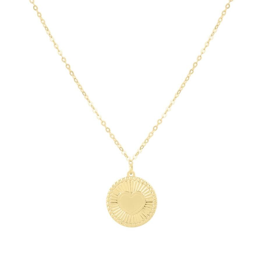 Tresorra 14k Yellow Gold Radiating Heart Medallion Pendant Necklace In Yellow