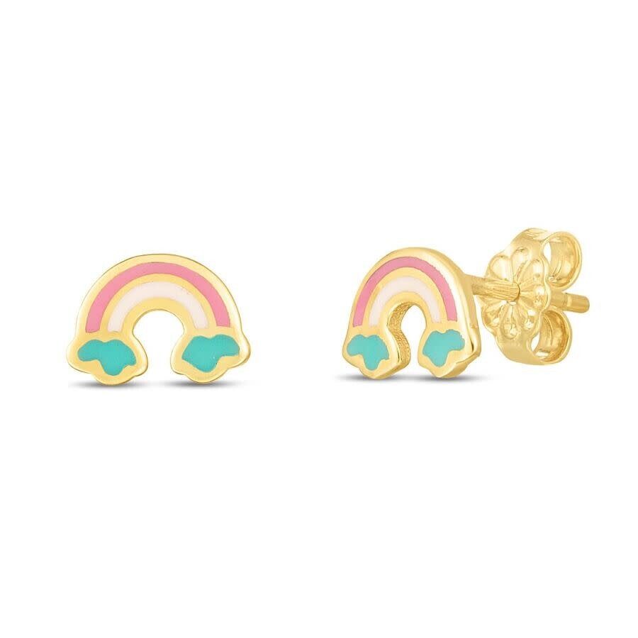 Tresorra 14k Yellow Gold Rainbow Stud Earrings - 5.7mm X 7.9mm In Yellow
