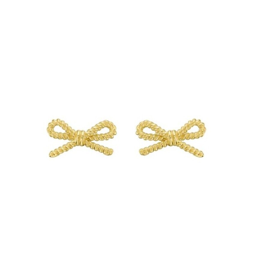 Tresorra 14k Yellow Gold Rope Bow Stud Earrings In Yellow
