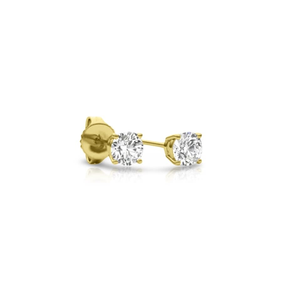 Tresorra 14k Yellow Gold Round Cut Earth Mined Diamond Stud Earrings In Yellow