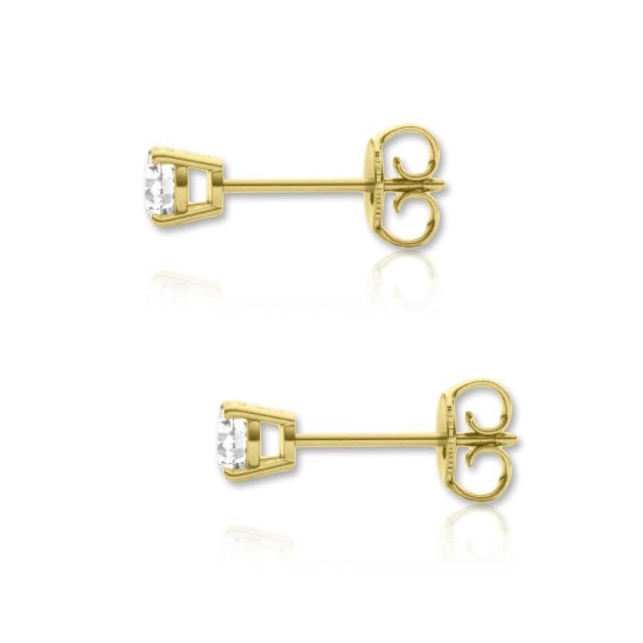 Tresorra 14k Yellow Gold Round Cut Earth Mined Diamond Stud Earrings In Yellow