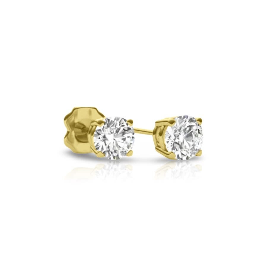 Tresorra 14k Yellow Gold Round Cut Earth Mined Diamond Stud Earrings In Yellow