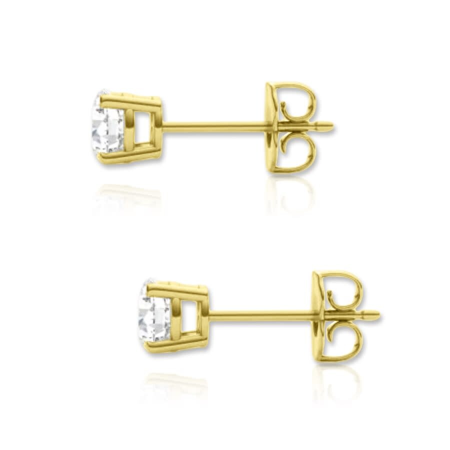 Tresorra 14k Yellow Gold Round Cut Earth Mined Diamond Stud Earrings In Yellow