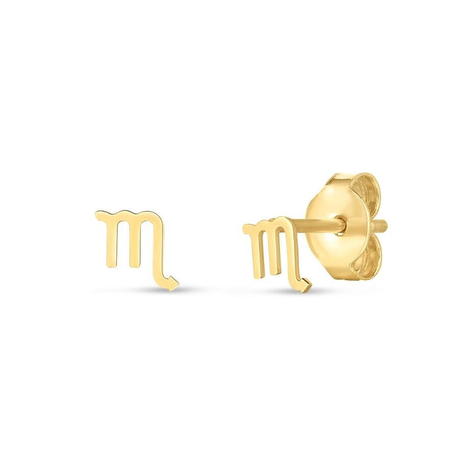 Tresorra 14k Yellow Gold Scorpio Stud Earrings In Yellow