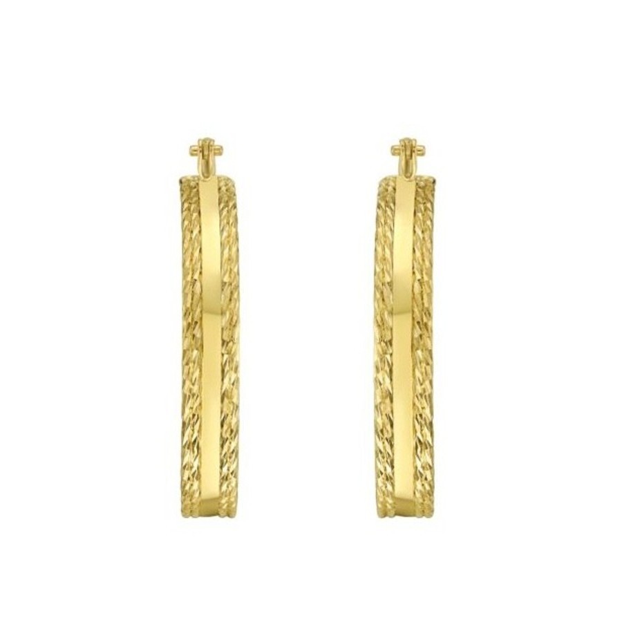 Tresorra 14k Yellow Gold Sparkle Spring Hoop Earrings In Yellow
