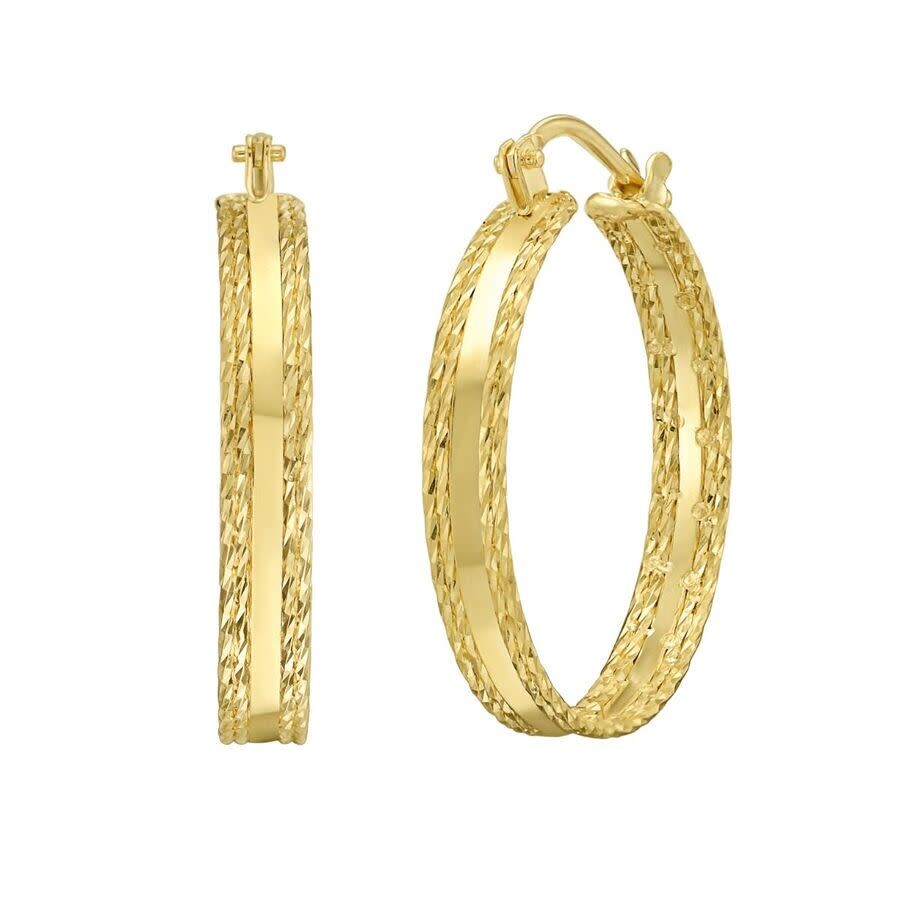 Tresorra 14k Yellow Gold Sparkle Spring Hoop Earrings In Yellow