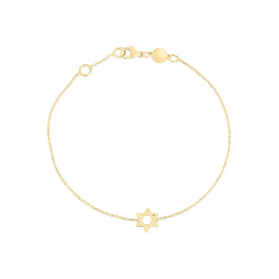 Tresorra 14k Yellow Gold Star Of David Bracelet In Yellow
