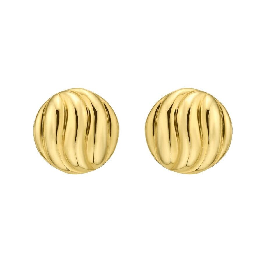 Tresorra 14k Yellow Gold Swirl Button Stud Earrings In Yellow