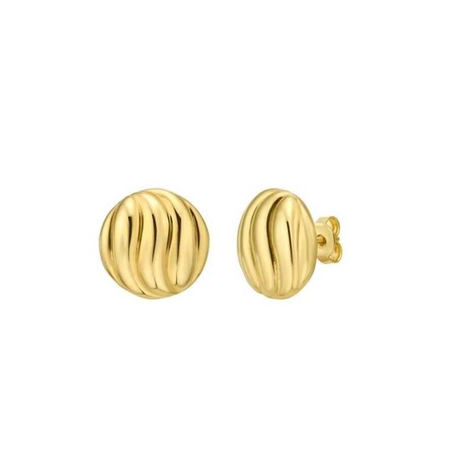 Tresorra 14k Yellow Gold Swirl Button Stud Earrings In Yellow