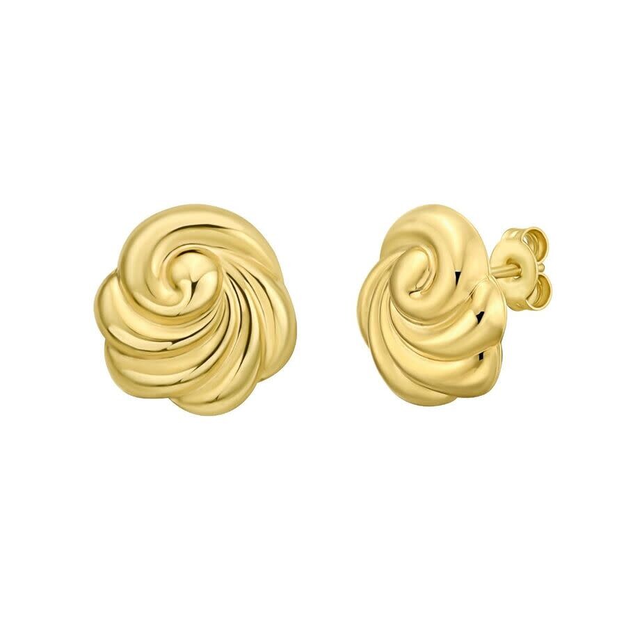 Tresorra 14k Yellow Gold Swirl Knot Stud Earrings In Yellow