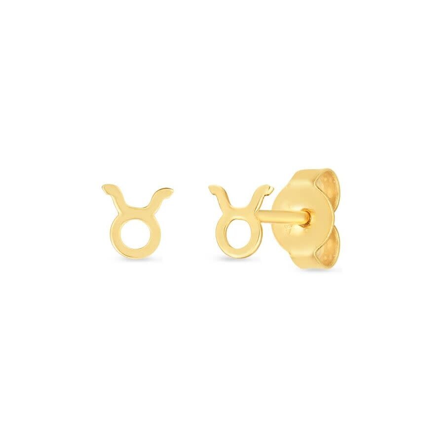 Tresorra 14k Yellow Gold Taurus Stud Earrings In Yellow