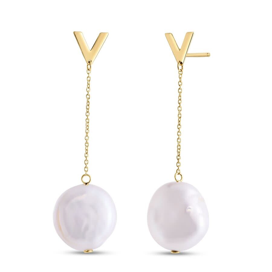 Tresorra 14k Yellow Gold Tesoro Pearl Drop Earrings In Yellow